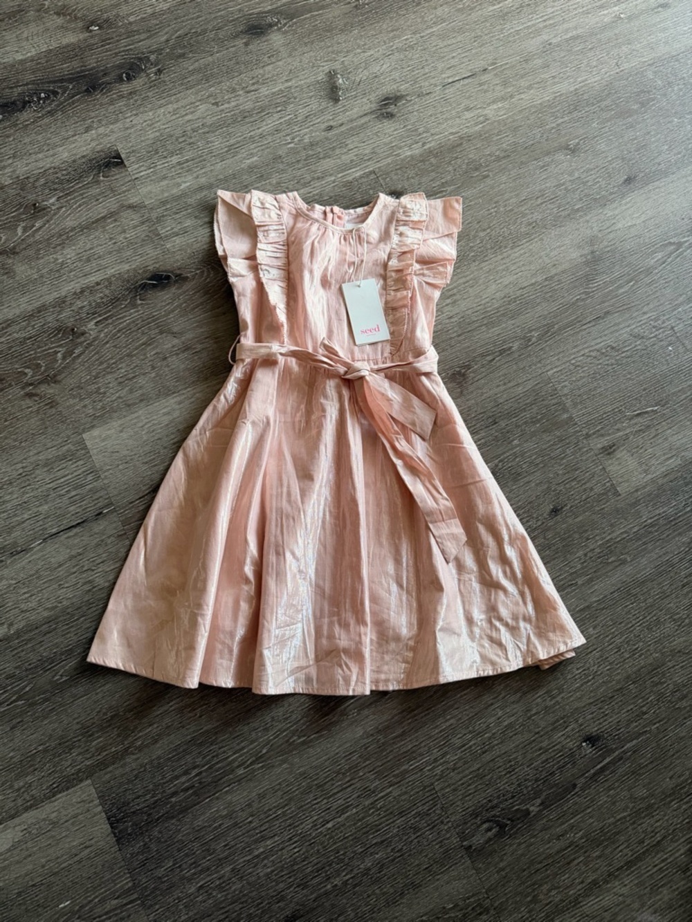 Seed Heritage Light Pink Ruffle Sleeve Cotton Dress
